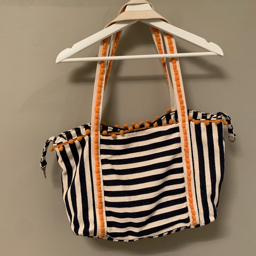 Paper Source Navy Striped Tote Bag